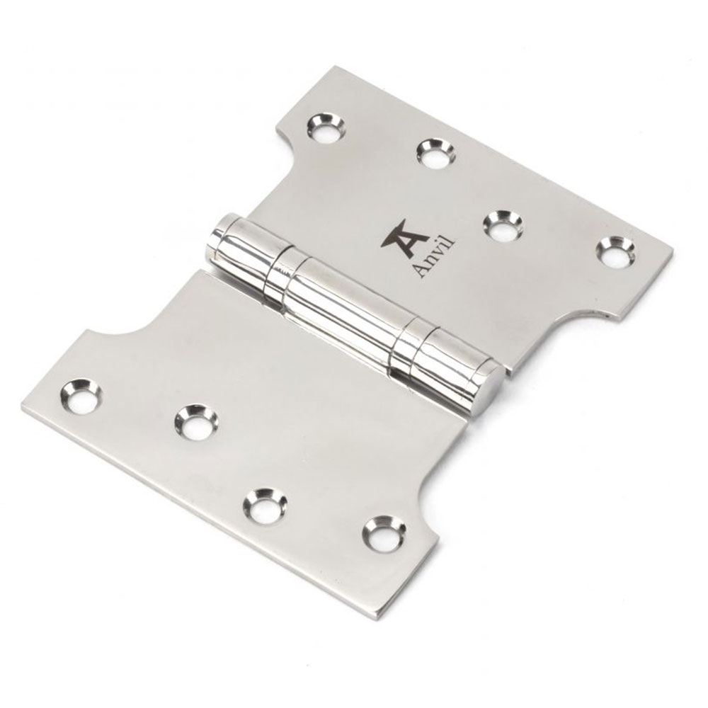 From the Anvil 4 Inch (102mm x 127mm) Parliament Hinge (Sold in Pairs) - Polished Stainless Steel